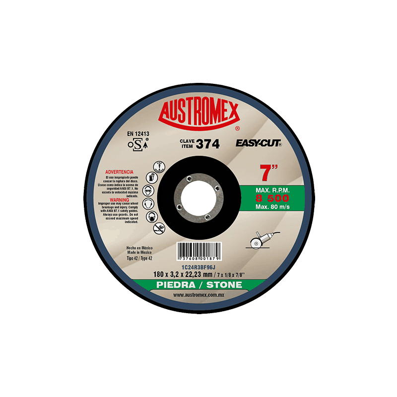 DISCO DE CORTE PARA METAL 3X1/8X1/2 A369S4B56A2 DISCO DE CORTE PARA METAL 3X1/8X1/2 A369S4B56A2