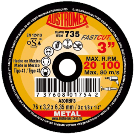 DISCO CORTE METAL 3X1/8X1/4...